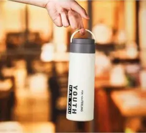 Glass Material Water Bottle with Plastic Cover Coated and Hanging Handle