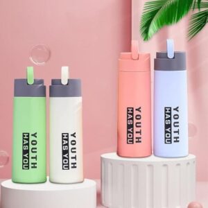 Glass Material Water Bottle with Plastic Cover Coated and Hanging Handle