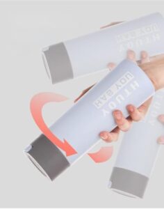 Glass Material Water Bottle with Plastic Cover Coated and Hanging Handle